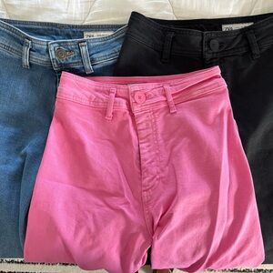 Zara Women's Ankle Jeans - Black, Pink, and Blue